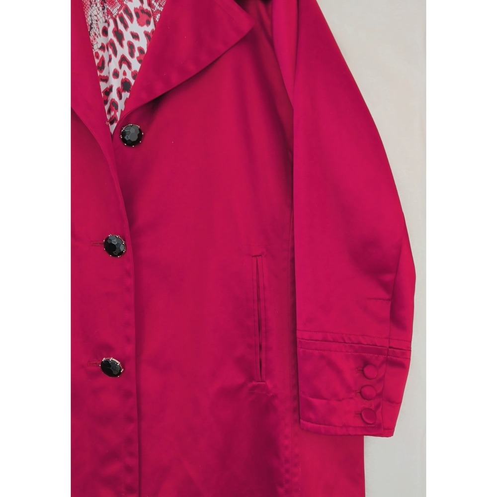 Dennis by Dennis Basso Jacket Womens 1X Red Button Front Lined Spring Fall - Picture 4 of 11